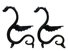 Cast iron bench ends in the form of winged dragons