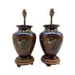 Pair of 20th century Chinese Cloisonne table lamps of baluster form
