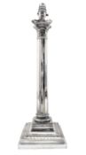Edwardian silver-plated Corinthian column table lamp