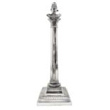 Edwardian silver-plated Corinthian column table lamp