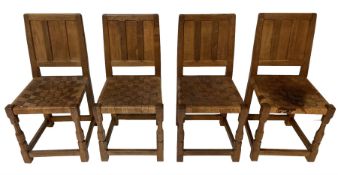 Yorkshire Oak - set four triple panelled back dining chairs