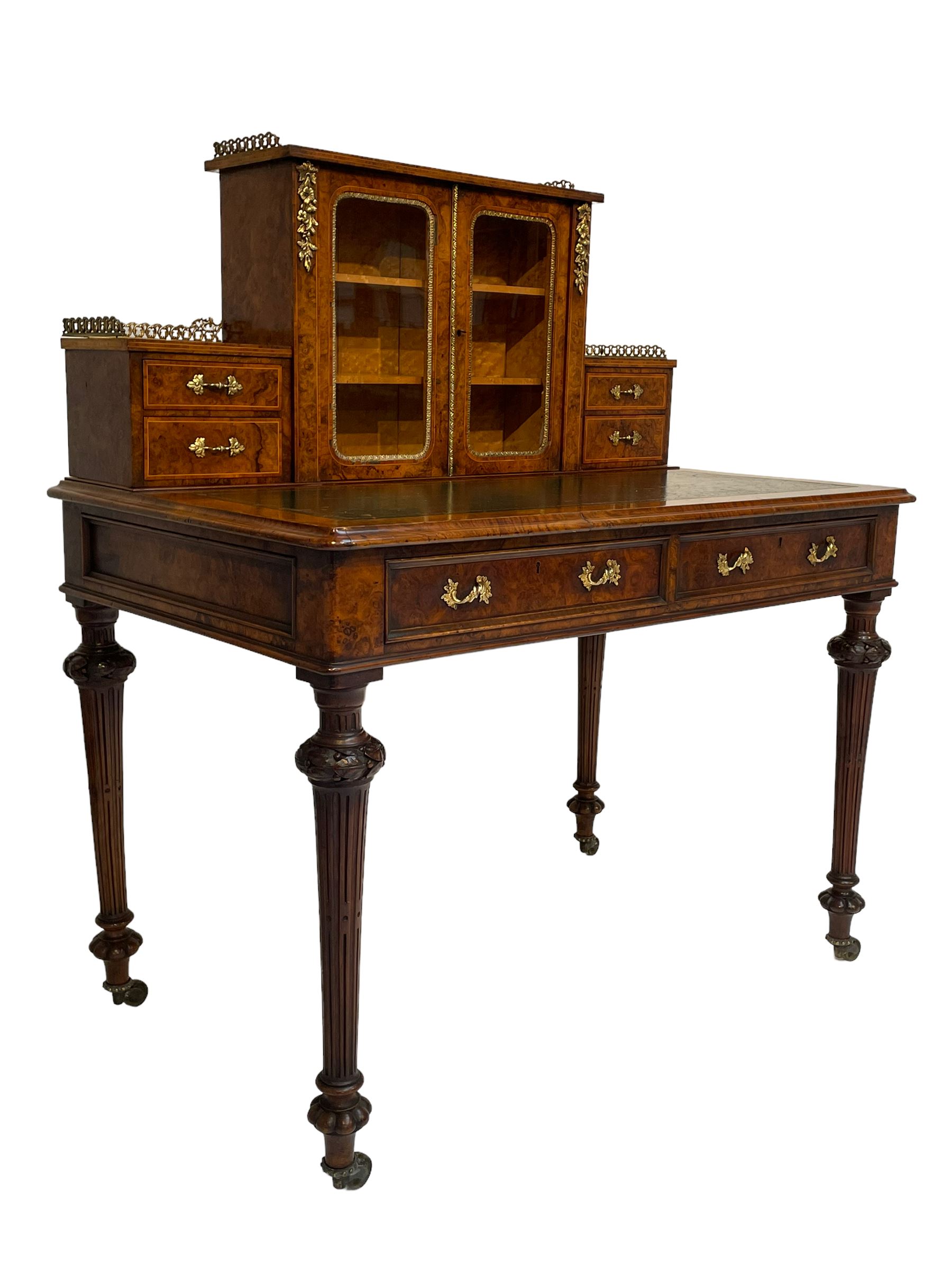 19th century figured walnut lady's writing desk or Bonheur du Jour - Image 2 of 14