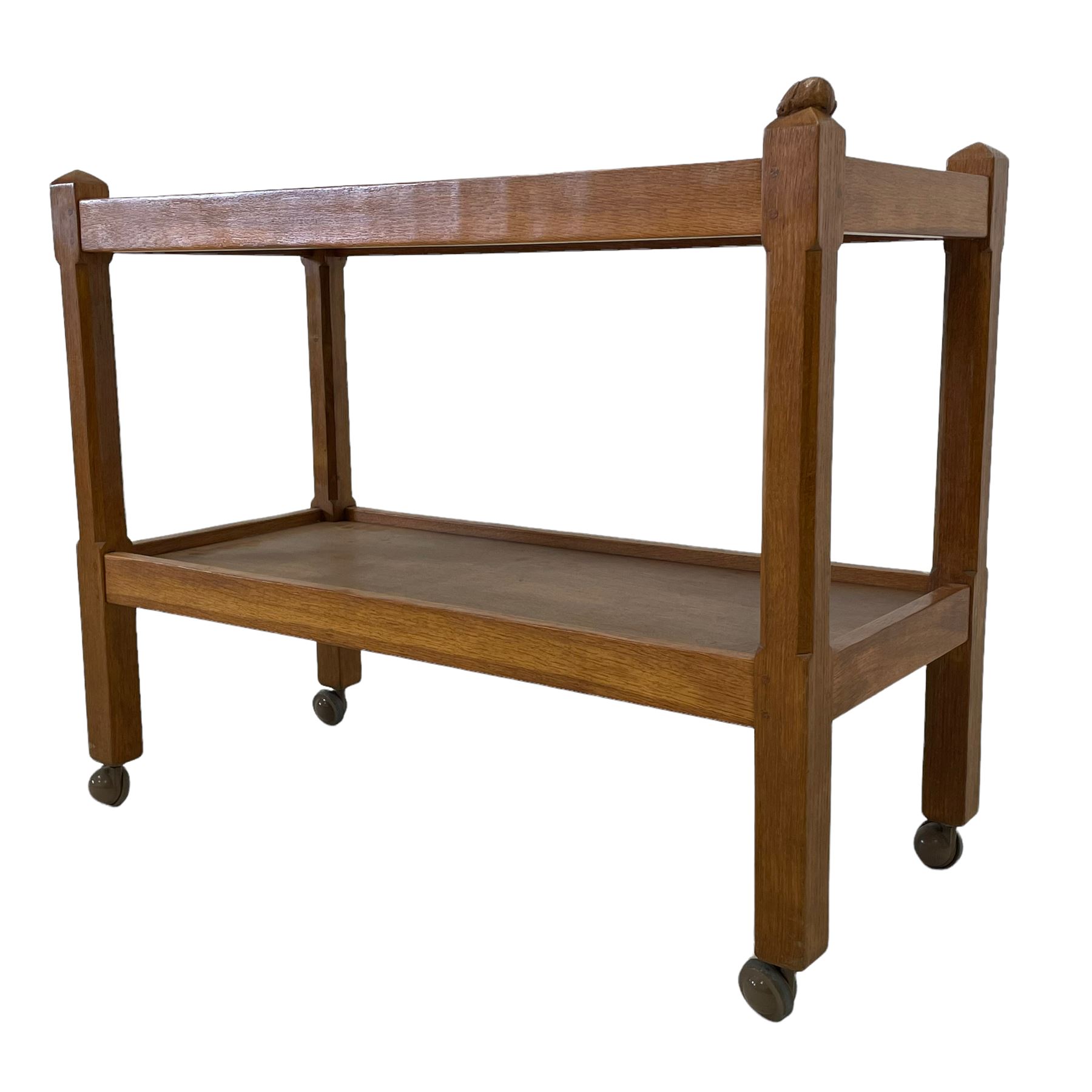 Rabbitman - adzed oak two tier trolley - Image 6 of 8