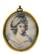 19th century oval head and shoulders miniature portrait