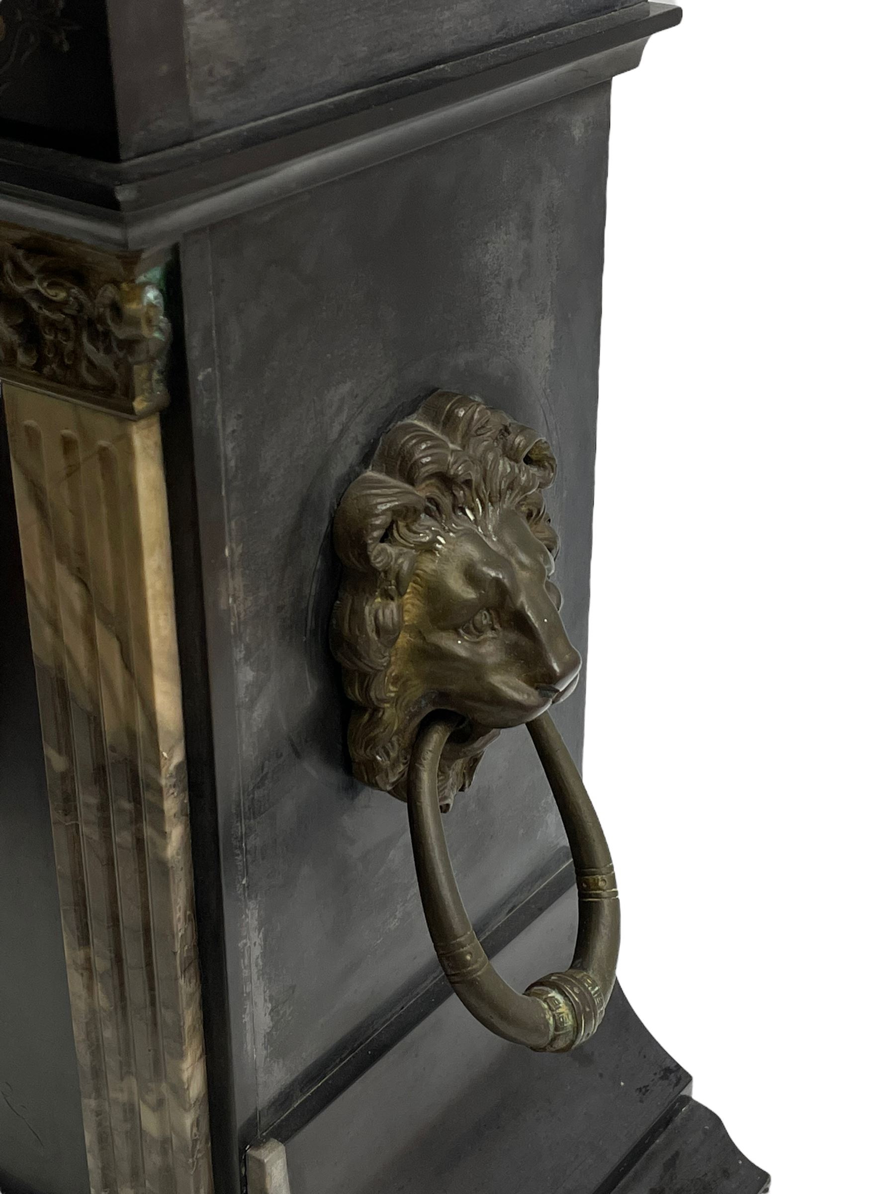 A mid-19th century mantle clock in a Belgium slate case with a French striking movement - Image 4 of 7