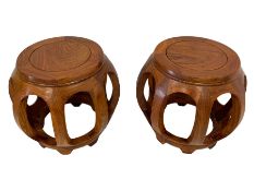 Pair Chinese hardwood stands or occasional tables