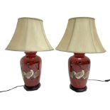 Pair of large table lamps of tapering form