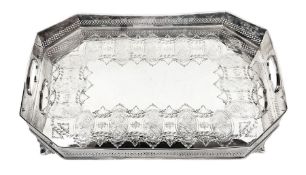 Early 20th century silver-plated tea tray by James Deakin & Sons