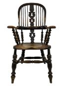 19th century elm and ash Yorkshire Windsor armchair