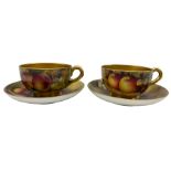 Pair of Royal Worcester tea cups and saucers by Edward Townsend