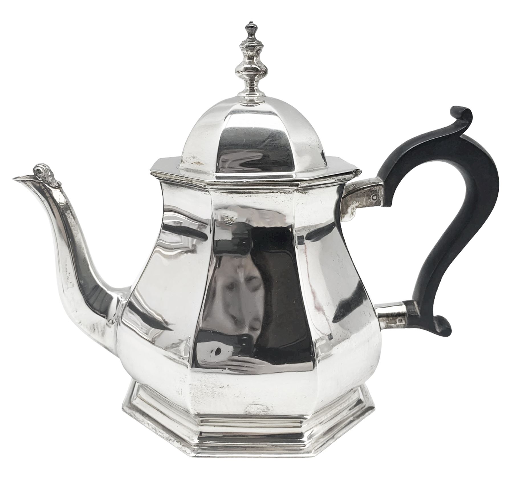 George VI six piece silver tea service comprising teapot - Image 8 of 12