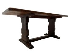 Mouseman - circa. 1940s adzed oak refectory dining table