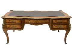 Louis VX style Kingwood and walnut bombe shaped desk