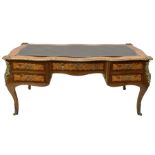 Louis VX style Kingwood and walnut bombe shaped desk