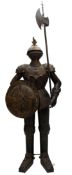 Medieval Style full size suit of armour and helmet together with shield and halberd