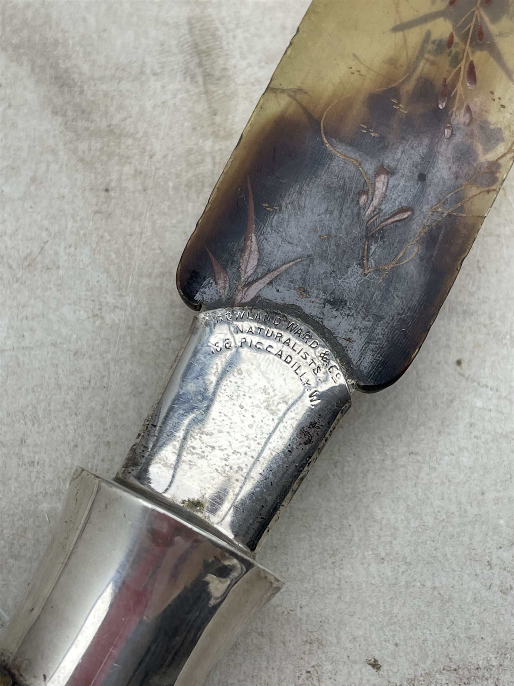 Victorian deer foot paper knife by Rowland Ward Piccadilly with silver mounts dated 1885 and horn bl - Image 3 of 5