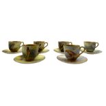 Six Royal Worcester coffee cups and saucers by Albert Shuck and Reginald Austin