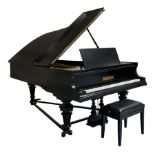 Early 20th century 6'6" boudoir grand piano manufactured by Julius Bluthner