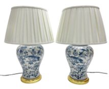 Pair of large table lamps of baluster form