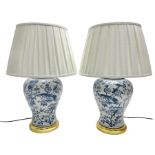 Pair of large table lamps of baluster form