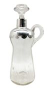 George V silver mounted glass claret jug