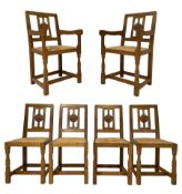 Knightman - set six oak dining chairs
