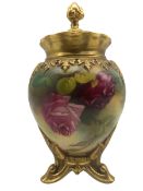 Early 20th century Royal Worcester pot pourri vase and cover