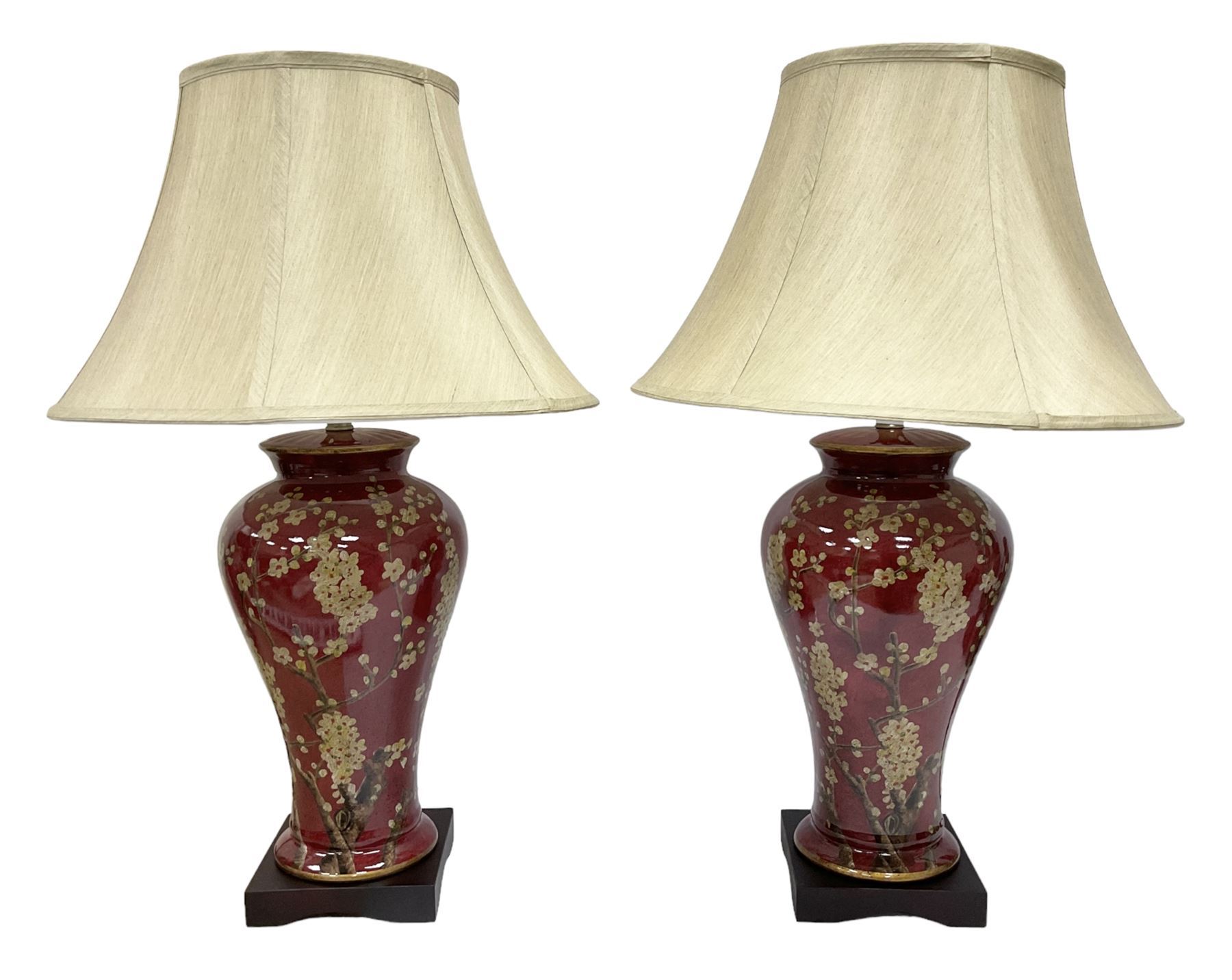 Pair of large table lamps of tapering form