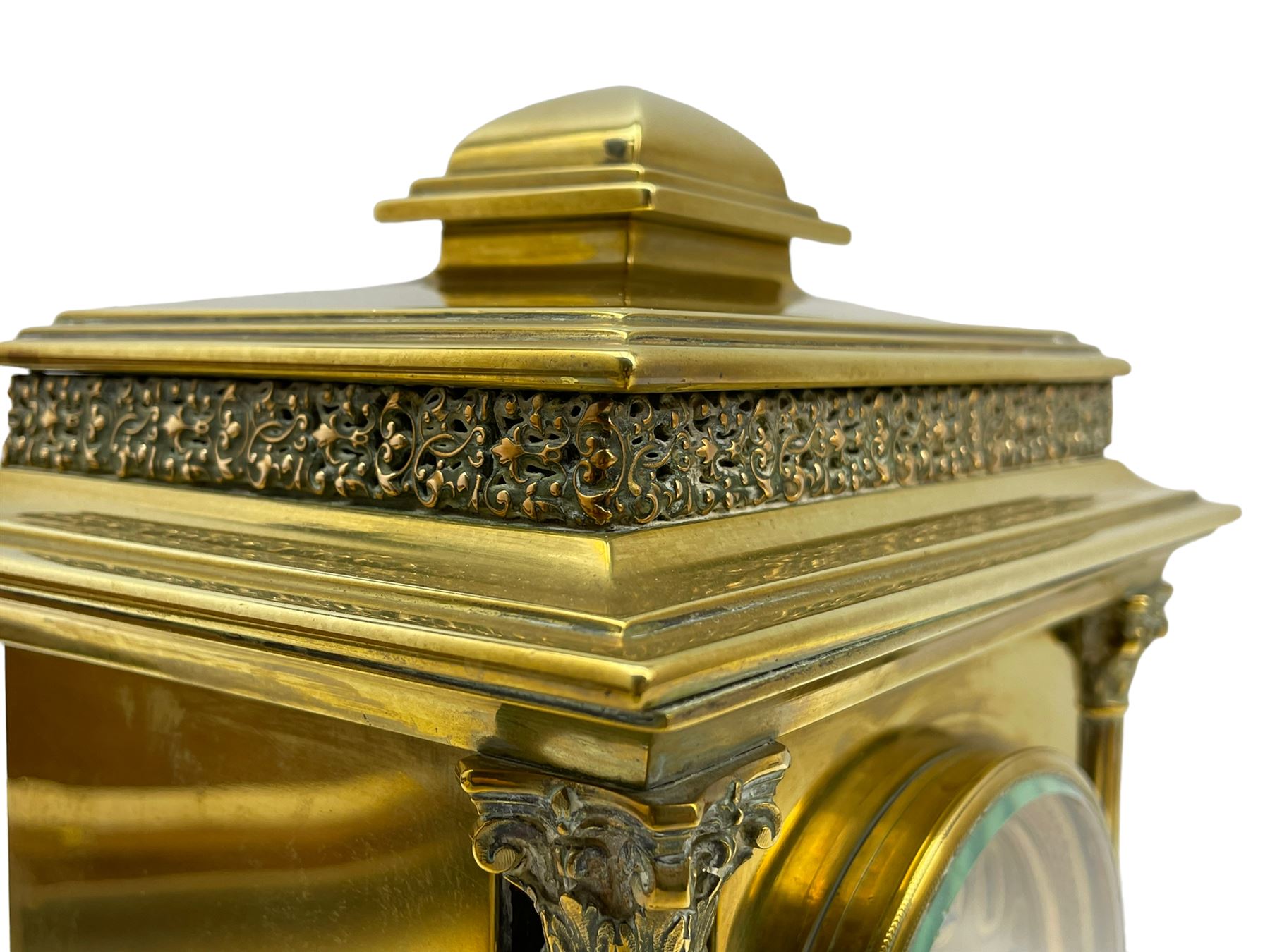 Brass cased eight-day French mantle clock c 1910 - Image 7 of 9