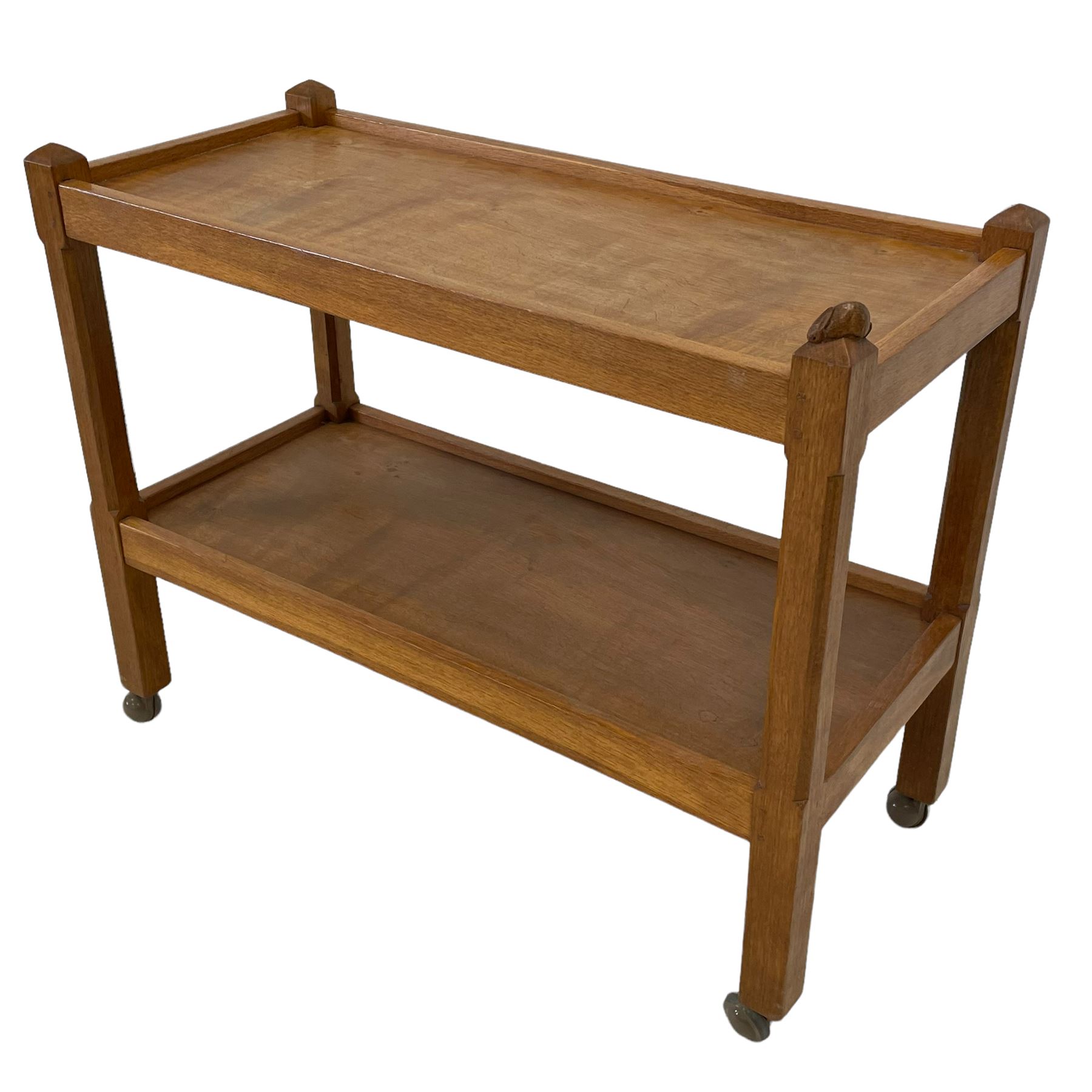 Rabbitman - adzed oak two tier trolley - Image 3 of 8