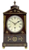 A small William IV brass inlaid mahogany bracket clock with an eight-day timepiece movement