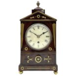 A small William IV brass inlaid mahogany bracket clock with an eight-day timepiece movement