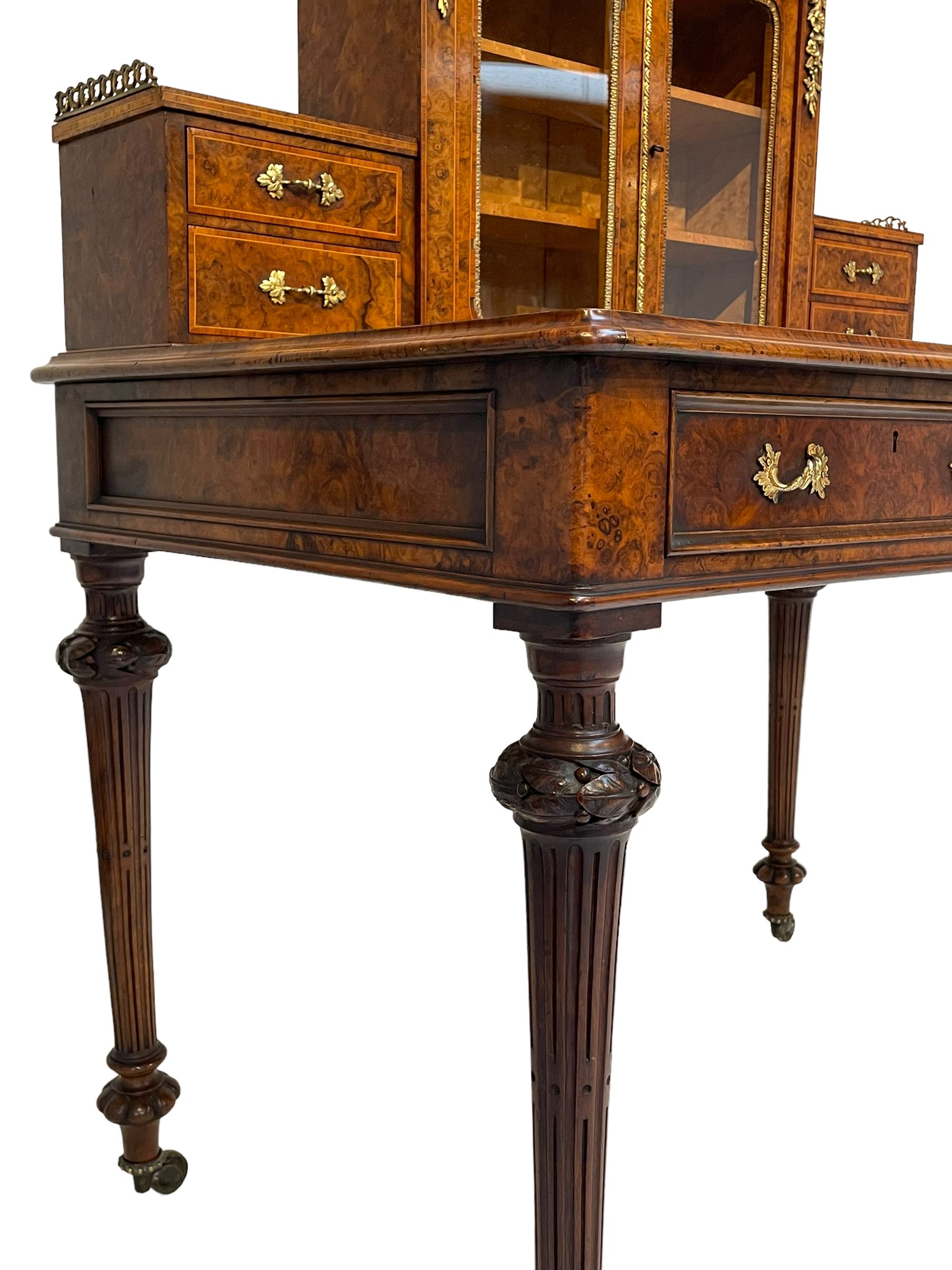 19th century figured walnut lady's writing desk or Bonheur du Jour - Image 11 of 14