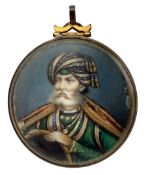 Delhi School - Mid to late 19th century circular portrait miniature