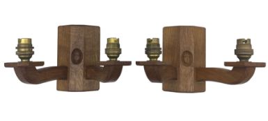 Acornman - pair of two-branch oak wall lights