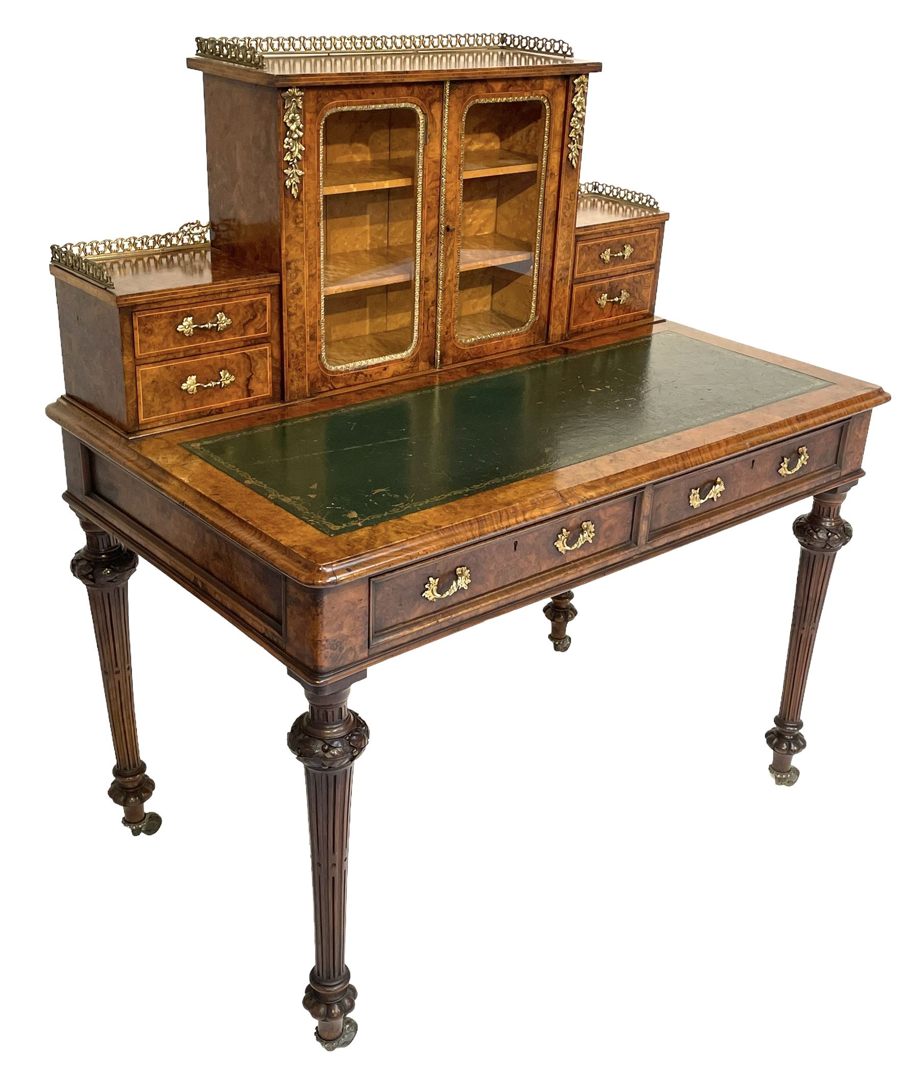 19th century figured walnut lady's writing desk or Bonheur du Jour