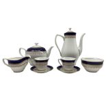 Comprehensive Royal Worcester Regency cobalt blue dinner service for twelve comprising teapot