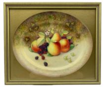 Royal Worcester framed oval dish by John Reed