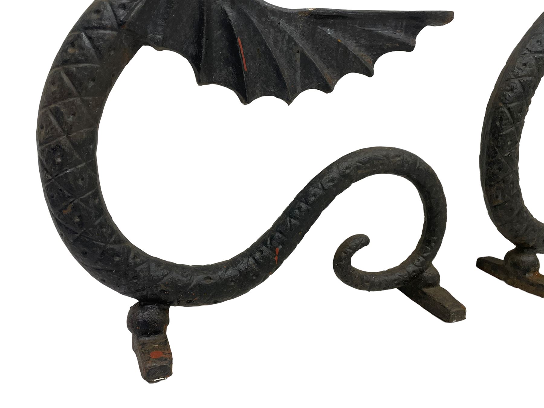 Cast iron bench ends in the form of winged dragons - Image 2 of 6
