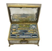 Early 19th century French Palais Royal type ormolu and mother-of-pearl musical sewing etui