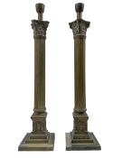 Pair of Corinthian column table lamps