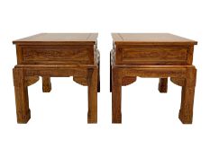 Pair Chinese Imperial style hardwood lamp or side tables