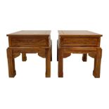 Pair Chinese Imperial style hardwood lamp or side tables