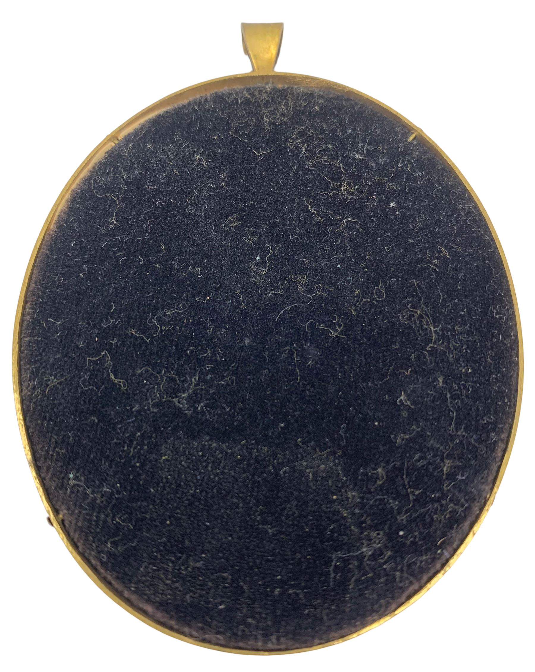 19th century oval miniature portrait - Image 4 of 4