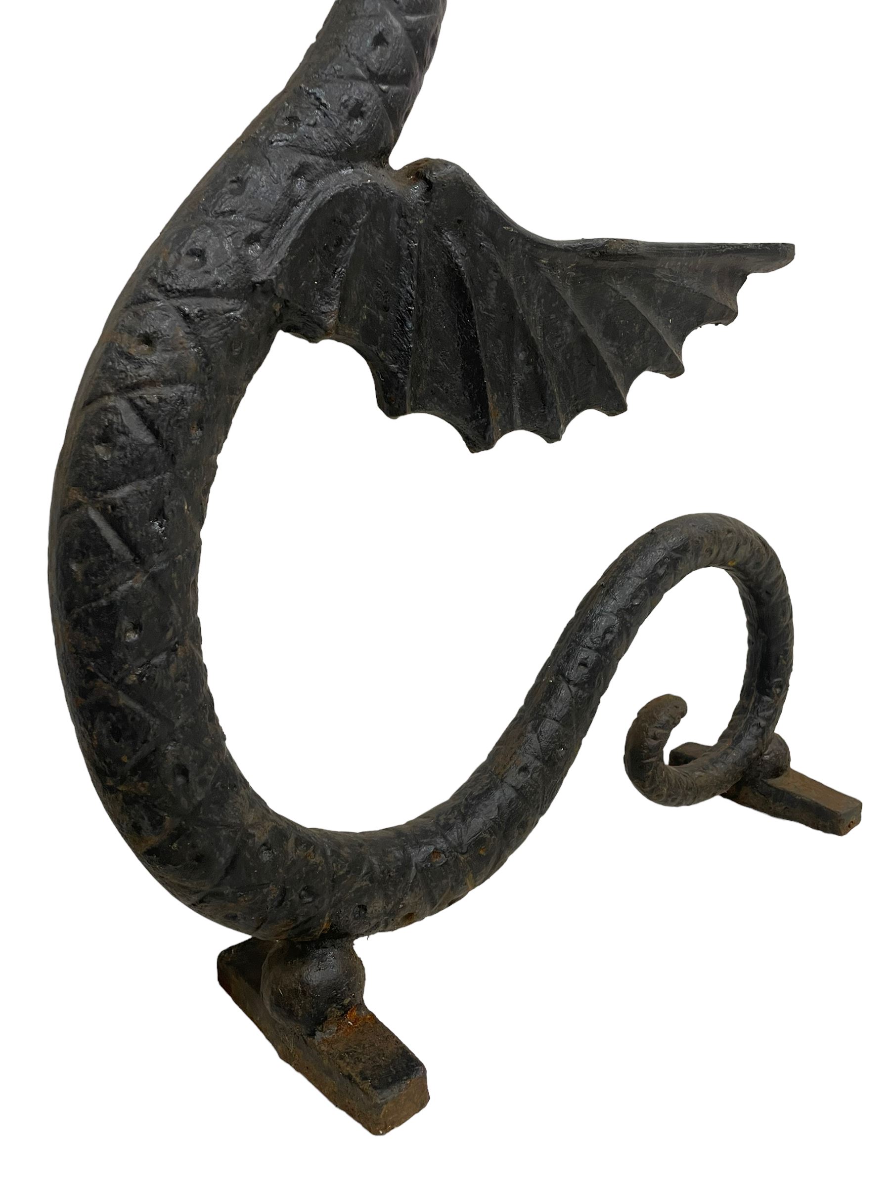 Cast iron bench ends in the form of winged dragons - Image 5 of 6
