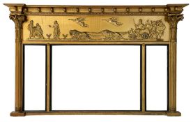 19th century giltwood and gesso overmantel mirror
