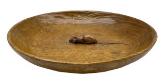 Mouseman - adzed oak bowl with centre mouse signature