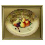 Royal Worcester framed oval dish by John Reed