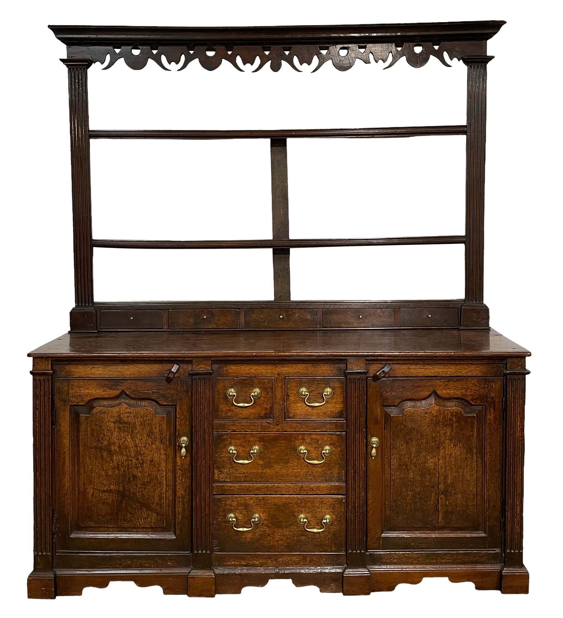 Late 18th century oak dresser and rack