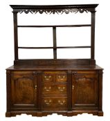 Late 18th century oak dresser and rack